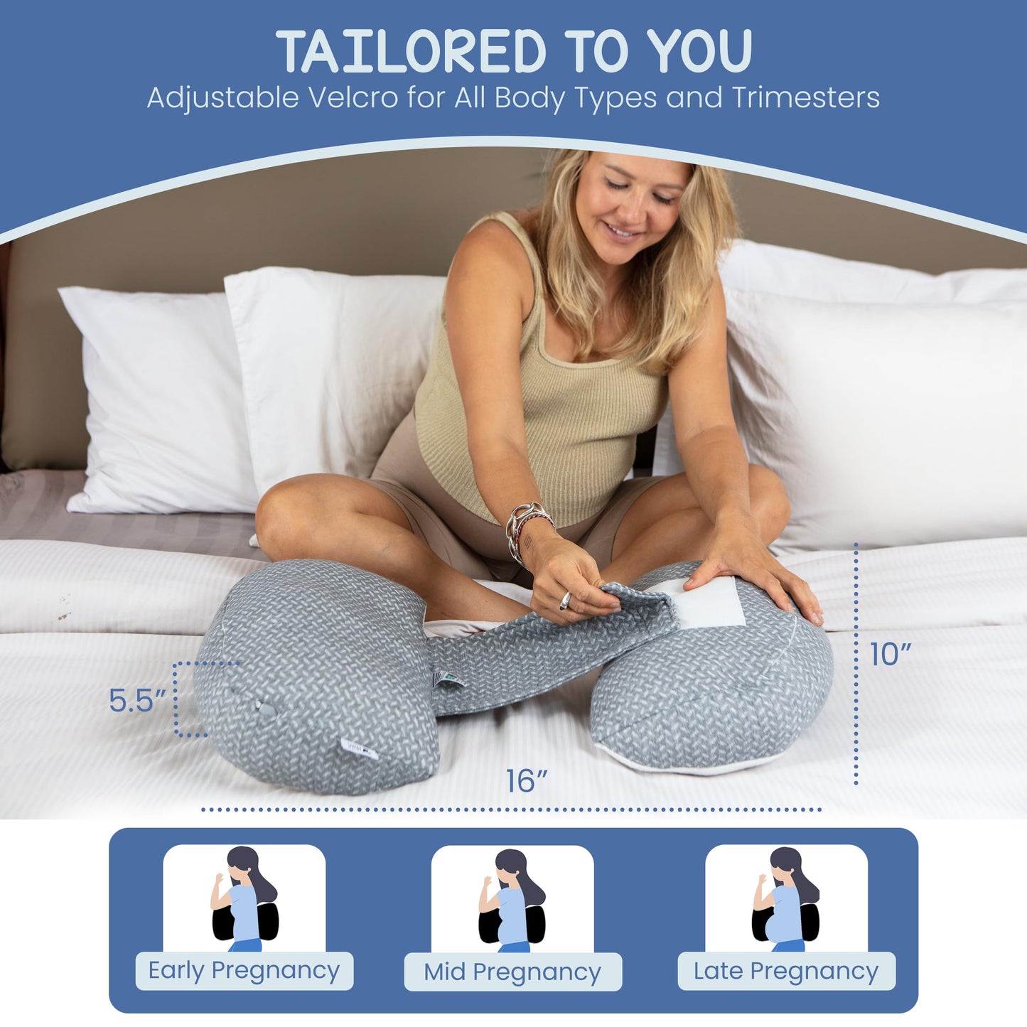 Plus Sized Pregnancy Pillow for Sleeping - Belly, Hip, Back Support for Pregnant Women -Maternity Wedge Pillow for Reducing Pregnancy Fatigue- Adjustable and Washable
