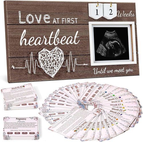 Garybank Ultrasound Picture Frame - Love At First Sight Gift Set with Milestone Cards & Activities for New Moms