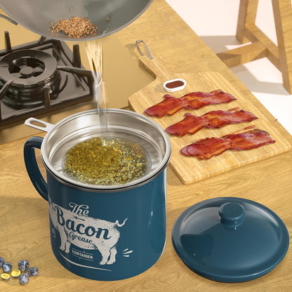 Skiennix Meat Chopper - Efficient Black Kitchen Tool with 46oz Blue Bacon Grease Container