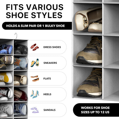 Simple Houseware 20-Section Hanging Shoe Organizer - Gray Closet Storage Solution