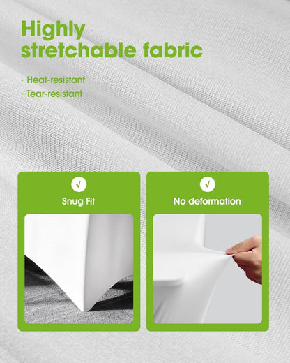 Pureegg Spandex Tablecloth 6ft - Fitted, Wrinkle-Free Stretch Cover for Rectangle Tables | 2 Pack, White