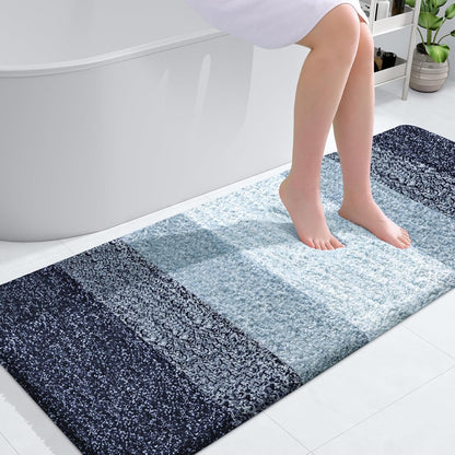 OLANLY Large Bathroom Rugs - Extra Soft Microfiber Mat 54x24 | Quick-Dry, Washable, Rubber Backing, Airy Blue