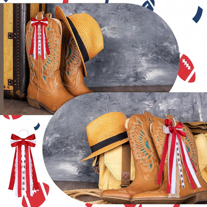 Skiennix Football Boot Bows - 4 Pcs Super Ribbon Clips for Game Day Decor | Removable DIY Accessories