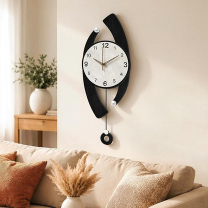 Large Black Swinging Pendulum Wall Clock 11x28in – Quiet Sweep, Wall Decor (Variation: Black+11x28in)