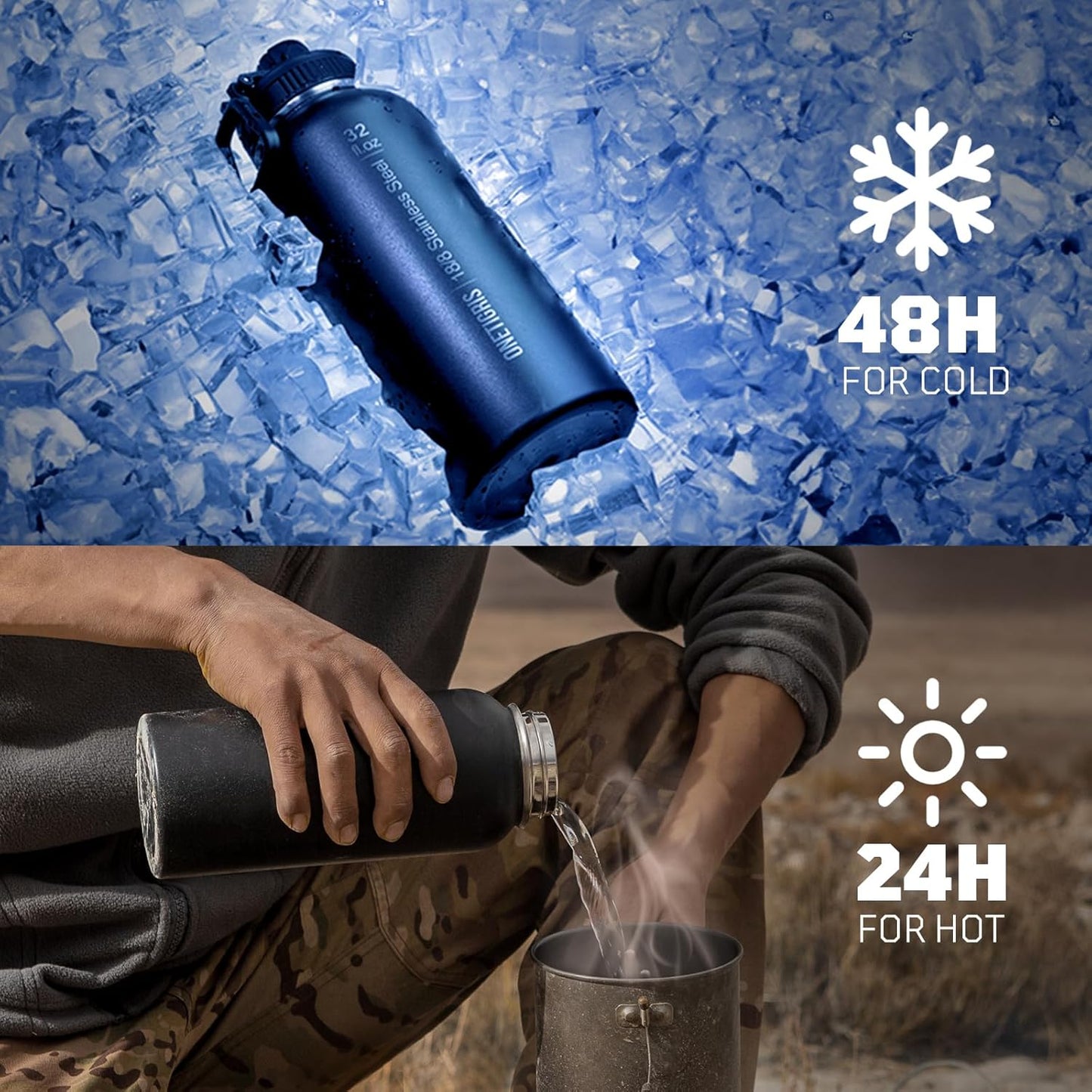 ONETIGRIS 32 oz Insulated Water Bottle - Tactical Stainless Steel Jug with Straw & 3 Lids for Travel, Gym, Hiking