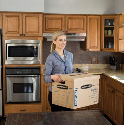 Bankers Box Classic Moving Boxes - Medium Size 20 Pack with Reinforced Handles | Tape-Free Assembly, 19-In x 14.5-In x 15.5-In