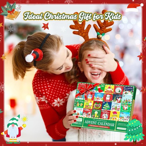 Advent Calendar 2024 | Kids Jigsaw Puzzle - 1008-Piece Christmas Countdown with 24 Cute Patterns, 27.6x19.7 In