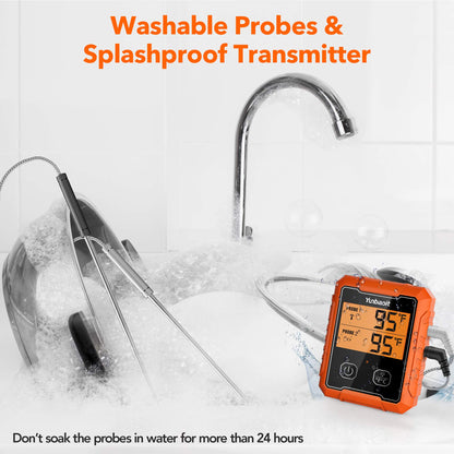 Yunbaoit Wireless Meat Thermometer, Digital Remote Food Cooking Meat Thermometer for BBQ Grill Smoker Oven Kitchen,500 FT Range&Dual Probes