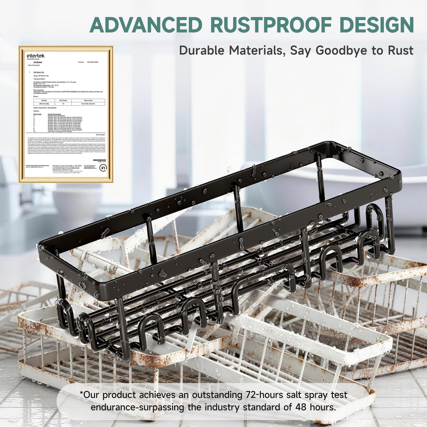 Veken Shower Caddy 3-Pack, Advanced Rustproof Design, No Drilling Adhesive Shelves, Rack with Soap Holder, Large Capacity Bathroom Organizers and Storage, Wall-Mounted Kitchen & Home Decor, Black