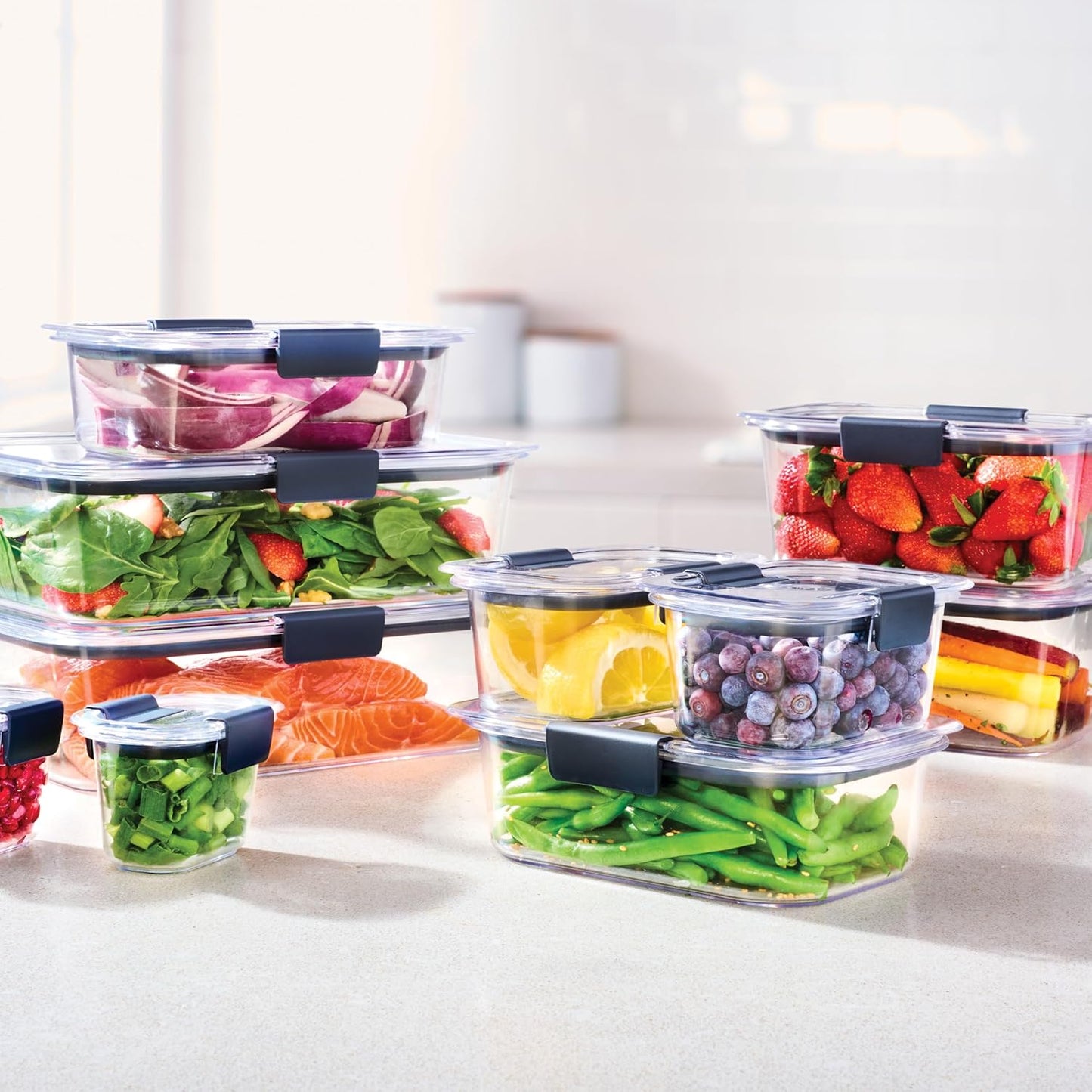 Rubbermaid Brilliance Airtight Food Storage Containers - BPA Free, Set of 4 (4.7 Cup) for Meal Prep & Leftovers