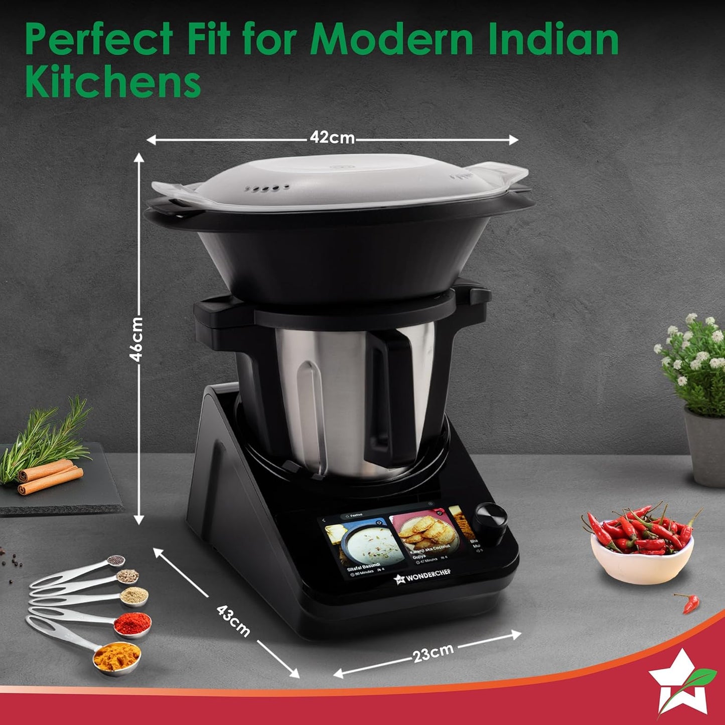 Wonderchef Chef Magic - All-in-One Kitchen Robot for Indian & International Cuisine | Automatic Chopping, Sautéing, Stirring, Kneading | Mobile App & Recipes by Chef Sanjeev Kapoor | 2-Year Warranty