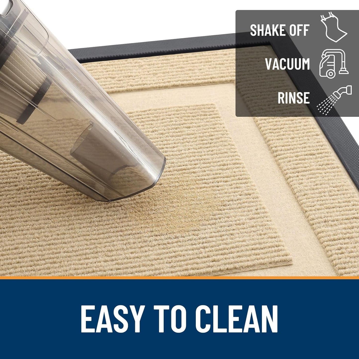 OLANLY Indoor Outdoor Front Door Mat - Waterproof, All-Weather, Easy Clean | Sturdy Natural Rubber, 23.5x15.5, Beige