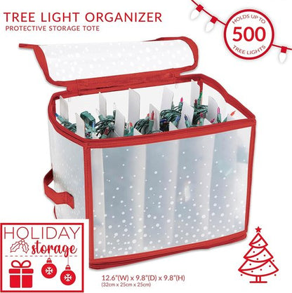 Holiday Light Organizer Box by Simplify - Holds 500 Lights | Collapsible Christmas Storage | Red