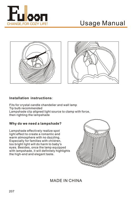 Fuloon Modern European Style Clip On Droplight Wall Lamp Candle Chandelier Lamp Shade 6 pcs Set (Coffee)