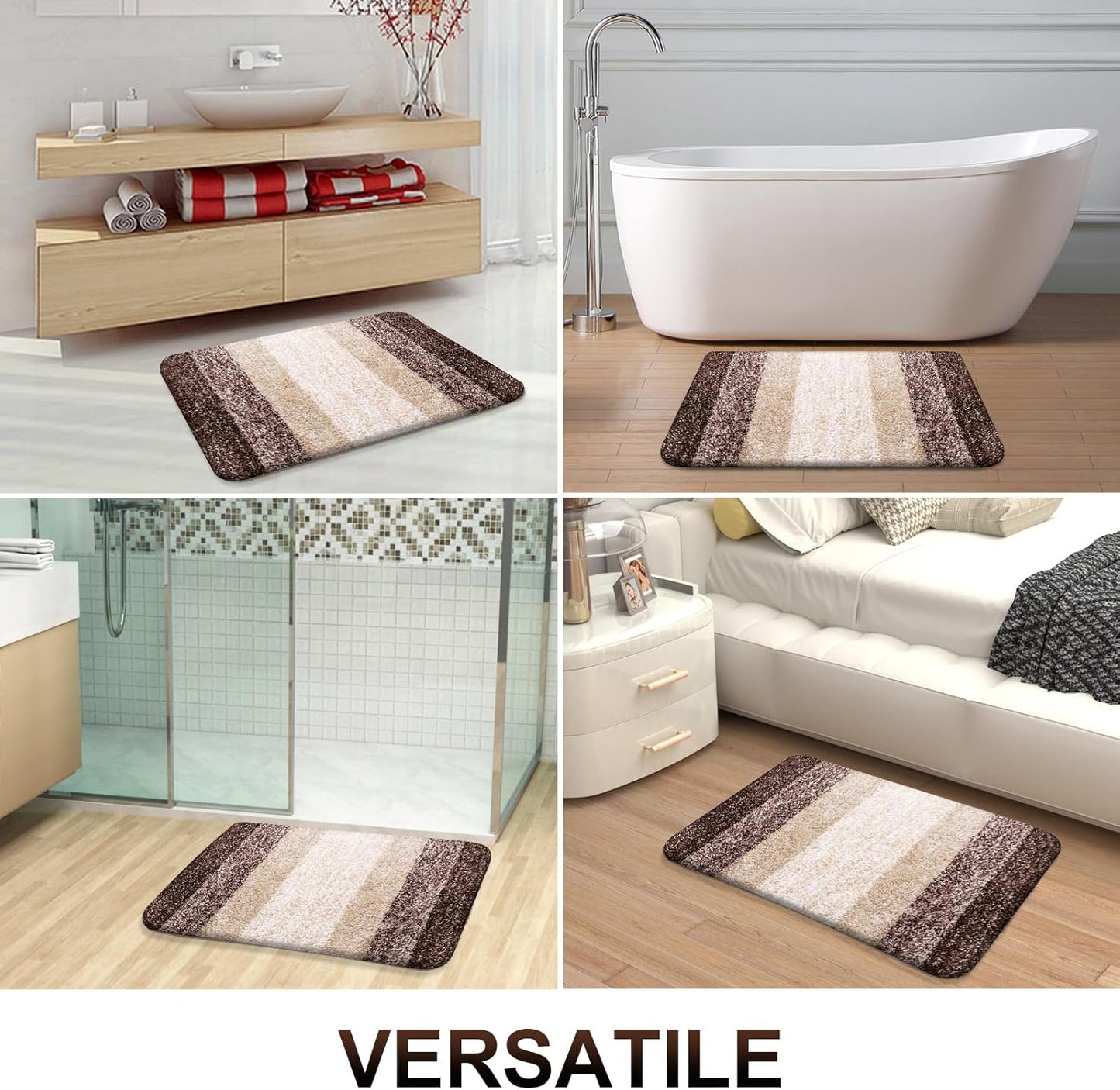 OLANLY Bathroom Runner Rugs - Extra Soft Microfiber Bath Mats | 47x20, Quick Dry, Rubber Backing, Brown