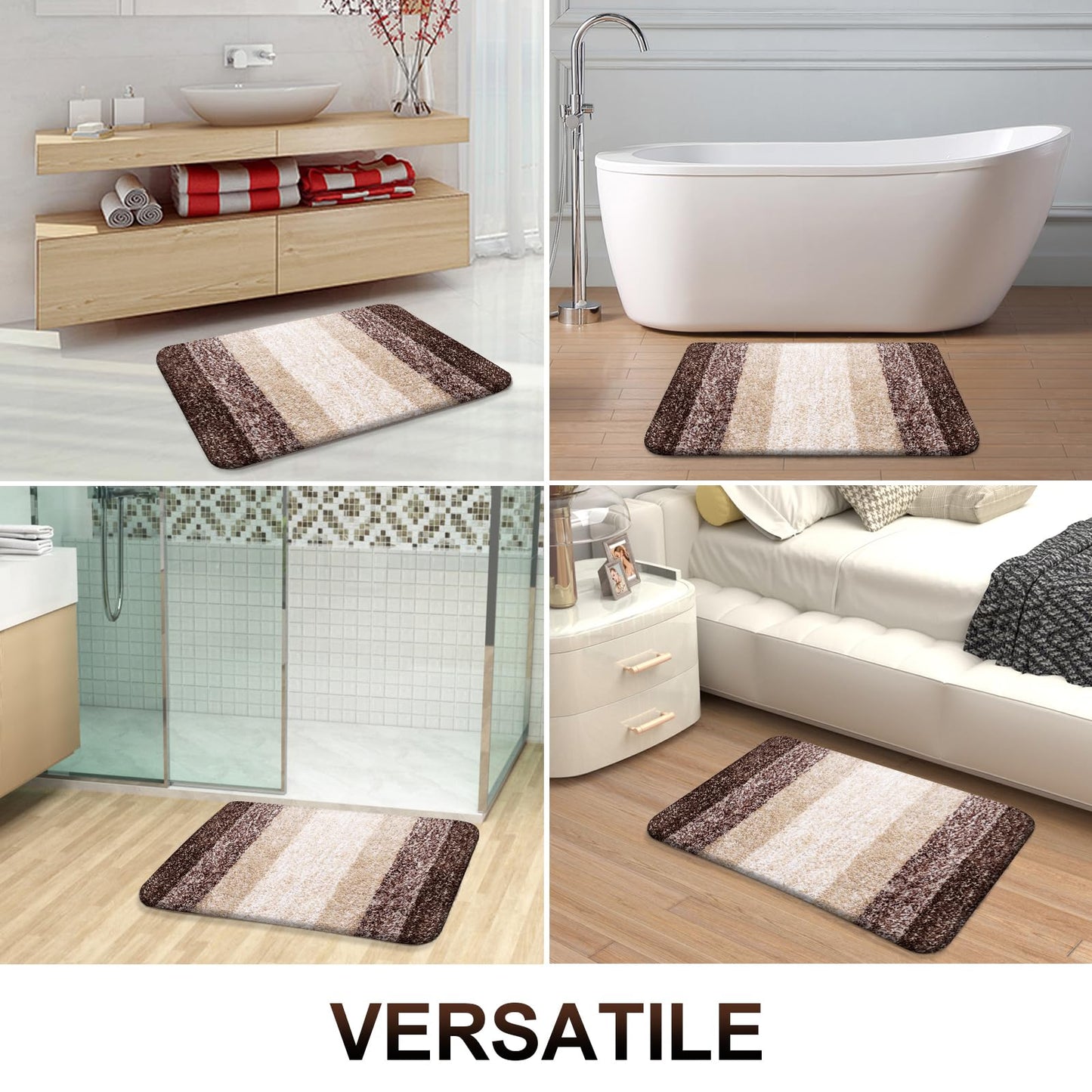OLANLY Bathroom Rugs Mat 34x21, Extra Soft Absorbent Microfiber Bath Rugs, Rubber Backing, Quick Dry, Machine Washable Bath Mats for Bathroom Floor, Tub and Shower, Home Decor Accessories, Brown