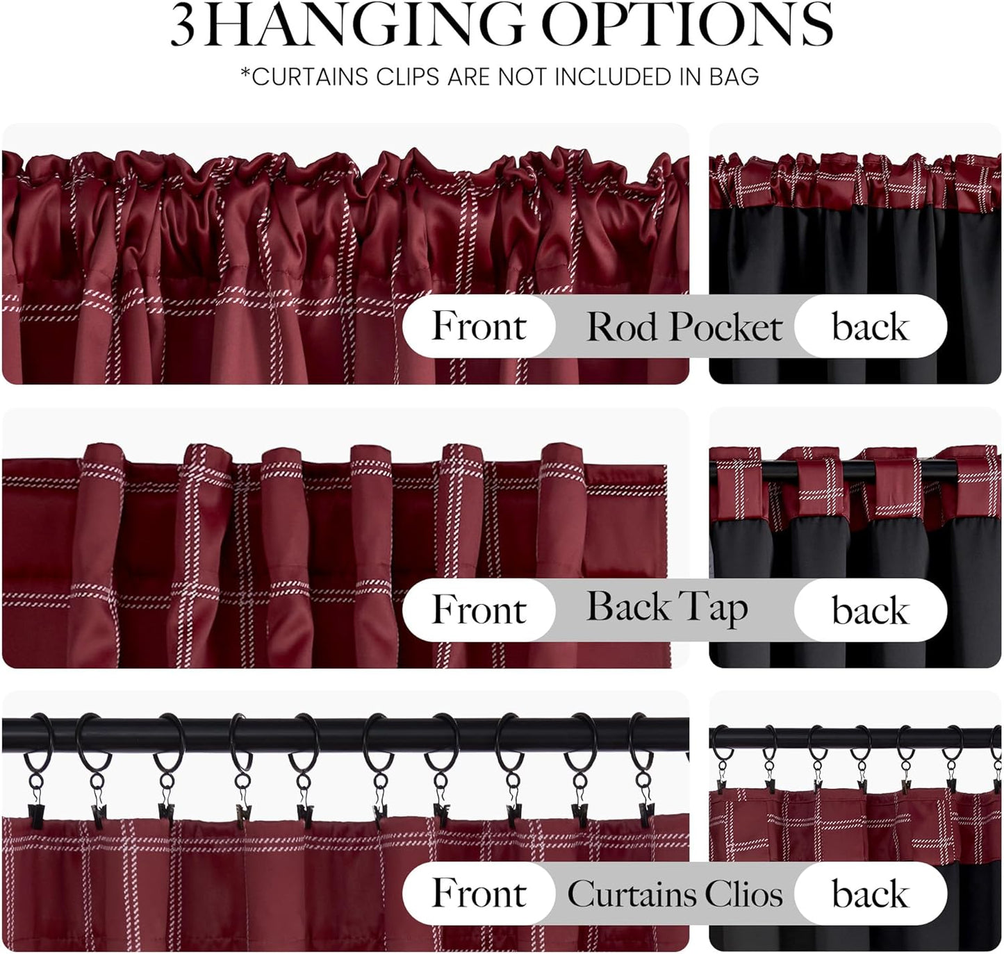 NICETOWN 100% Blackout Red Plaid Curtains - 84 Inch Long Thermal Insulated Drapes | 2 Panels Set for Living Room