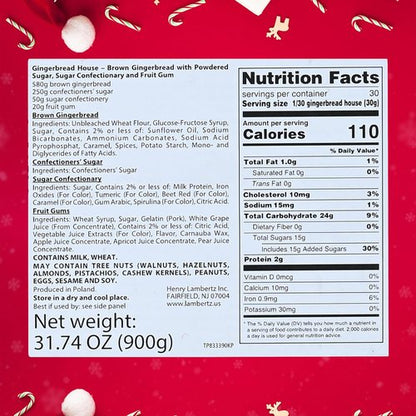 Gingerbread House Kit - DIY Christmas Decorating for Kids & Adults | Pre-Baked 32 Oz with 7 Panels, Icing & Candies