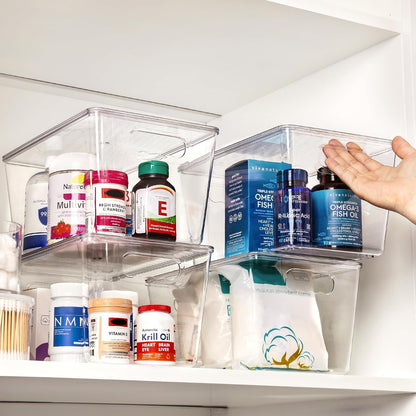 Vtopmart Clear Stackable Storage Bins - 4 Pack Large Plastic Containers with Lids for Pantry & Kitchen Organization