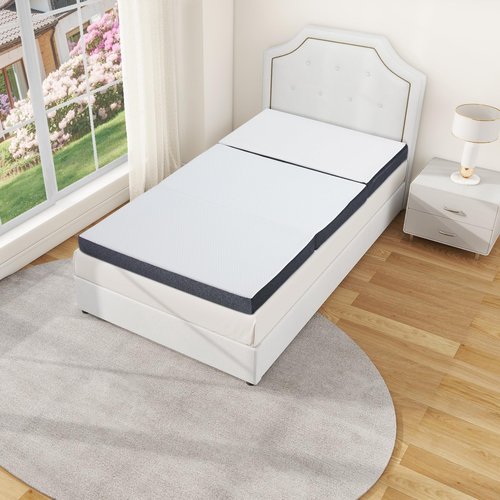 Airdown Tri-Fold Memory Foam Mattress, 4 inch Single Folding Mattresses with Washable Cover, Foldable Mattress Portable for RV Camping, Guest Mat, Easy Storage, 75"×25"×4"