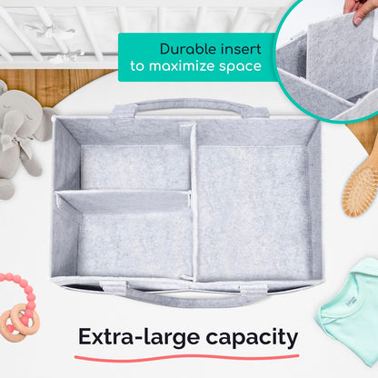 Skiennix Felt Diaper Caddy - Extra Large Portable Organizer for Baby & Toddler Items | Ideal for Nursery & Car