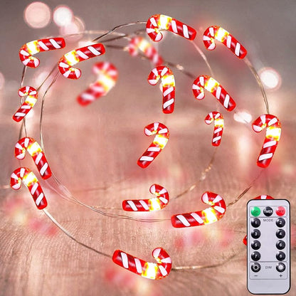 Candy Cane String Lights 26.2 Ft 80LED Remote Battery Xmas Decor Warm White