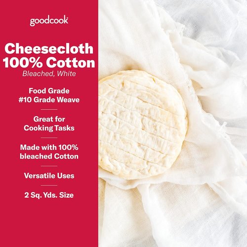 GoodCook 100% Cotton Cheesecloth - Bleached, 2 Square Yards for Cooking & Straining