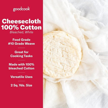 GoodCook 100% Cotton Cheesecloth - Bleached, 2 Square Yards for Cooking & Straining