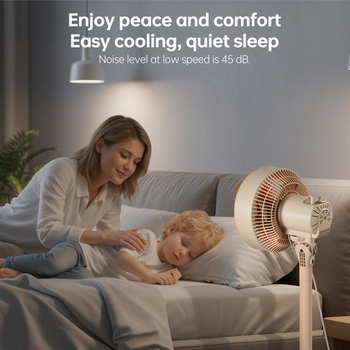 Allsheen 10" Modern Standing Fan for Bedroom, Sleek Oscillating Pedestal Fan, 3-Speed & Height Adjustable Compact Floor Fan for Home Office & Dorm