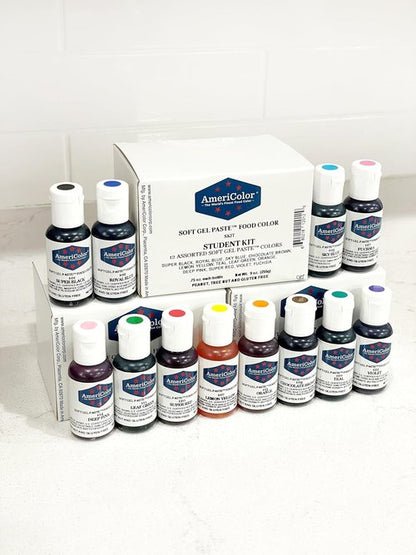 AmeriColor Food Coloring - Soft Gel Paste Kit with 12 x 0.75 Ounce Bottles | Vibrant Colors for Baking