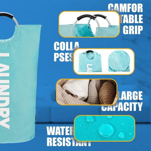 Caroeas 90L Waterproof Laundry Basket - Collapsible Hamper with Padded Handles | 13 Colors Available