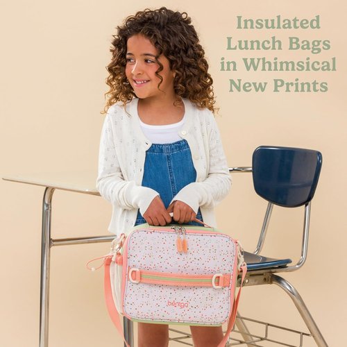 Bentgo Kids Lunch Bag - Durable Double-Insulated Lunch Bag for Kids 3+ | Water-Resistant Fabric & Zip Pockets (Geo Speckle)