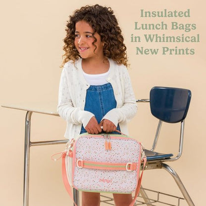 Bentgo Kids Lunch Bag - Durable Double-Insulated Lunch Bag for Kids 3+ | Water-Resistant Fabric & Zip Pockets (Geo Speckle)