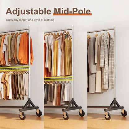 HOKEEPER Heavy Duty Z Rack - Portable Clothes Rack with Wheels | Holds 550 LBS, 22.8" D x 62.6" W x 87.8" H