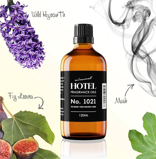AirScent Hotel Diffuser Oil No. 1021 - Premium Fig Leaves Hyacinth Sandalwood Fragrance - 10 mL Glass Bottle