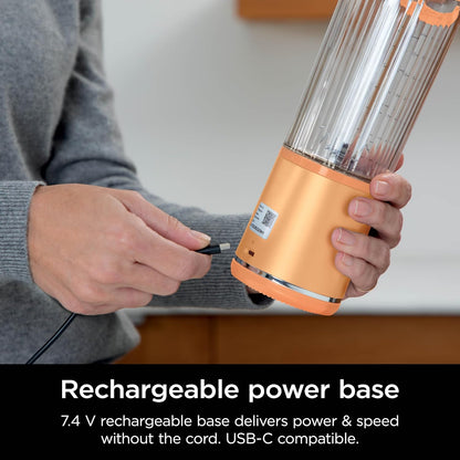 Ninja Blast Portable Blender - Cordless 18oz Personal Blender for Smoothies & Shakes | BPA Free, USB-C Rechargeable, Leakproof Lid, Orange Apricot