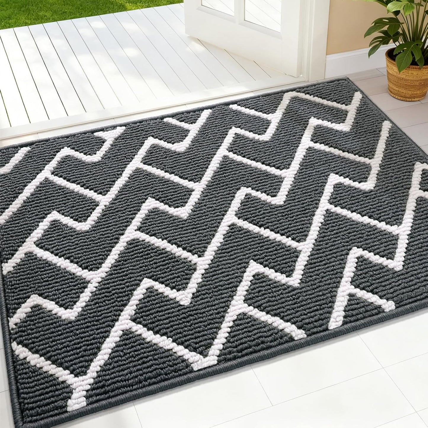 OLANLY Non-Slip Front Door Mat - Dirt Resistant & Absorbent | Washable Indoor Doormat 36x24, Charcoal