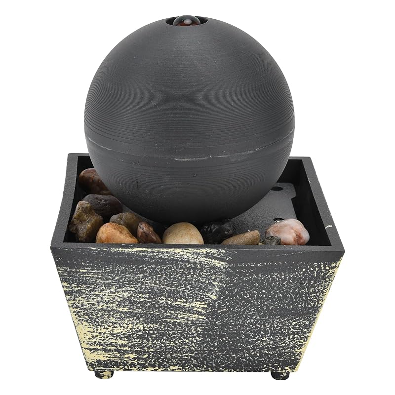 USB Tabletop Ball Water Fountain with LED Light - Indoor Desk Decor