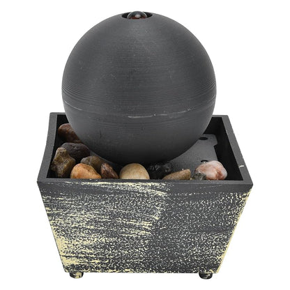USB Tabletop Ball Water Fountain with LED Light - Indoor Desk Decor