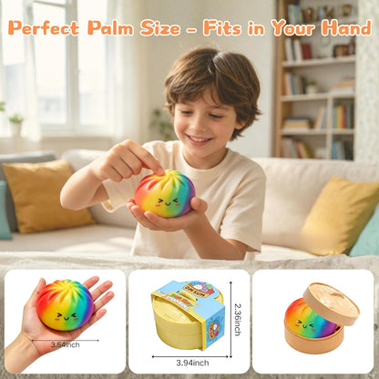 Skiennix Glitter Dumpling Squishy Stress Balls - 4-Inch Surprise Gift Box | Random 14 Colors (3-Pack)