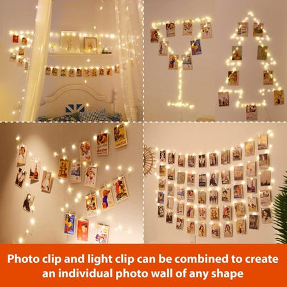 HXWEIYE 120LED Fairy String Lights - Warm White, USB Powered, Waterproof, 40Ft with Clips & Hooks | 8 Modes & Timer for Indoor/Outdoor Decor