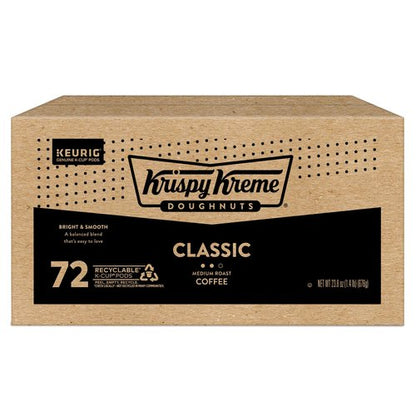 Krispy Kreme Classic, Single-Serve Keurig K-Cup Pods, Medium Roast Coffee, 12 Count (Pack of 6)