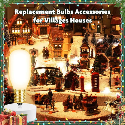 12Pcs Christmas Village Light Bulbs with E12 Base, T20 LED 2700K 110V Gold Sockets (Variation: 12 Gold)