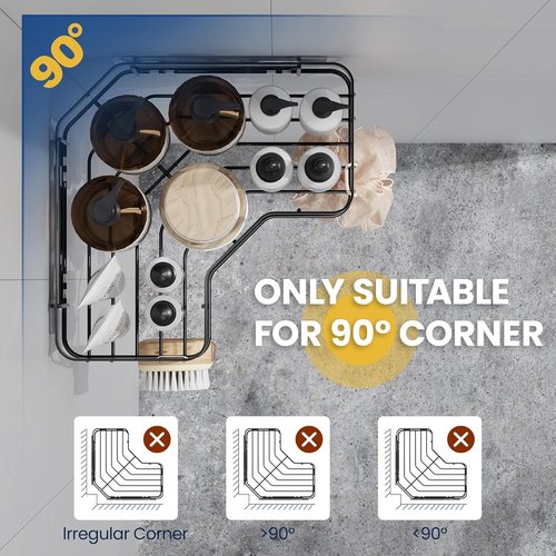 MAXIFFE Corner Shower Caddy - Large Capacity Stainless Steel Organizer with Soap Holder | No Drilling, Black