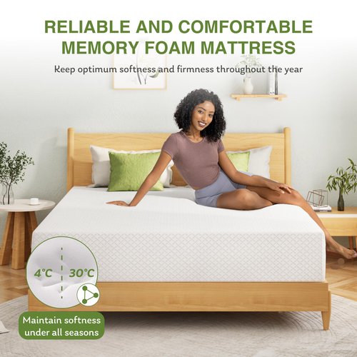 EGOHOME Twin XL Memory Foam Mattress, 6 Inch Bed Mattress in a Box with Cooling Green Tea Gel, Relieve Pressure with Medium Support, CertiPUR-US Certified, 80''L x 38''W, White