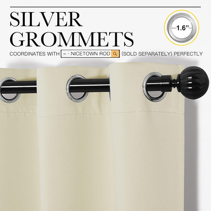 NICETOWN Beige Room Darkening Curtains - 86" Long | Total Privacy Drape Panels for Bedroom & Living Room (Set of 2, 55" Wide)