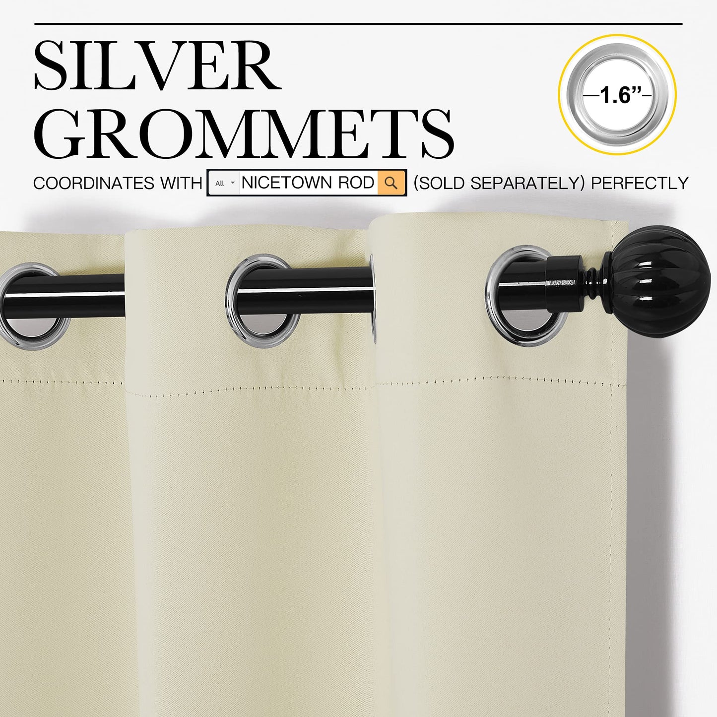 NICETOWN Beige Room Darkening Curtains 86" Long for Boho Farmhouse Home Decoration, Window Treatment Total Privacy Drape Panels for Bedroom Living Room Guest Room (55" Wide, Set of 2)