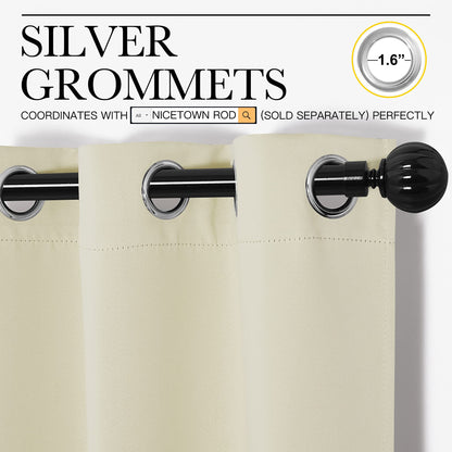 NICETOWN Beige Room Darkening Curtains 86" Long for Boho Farmhouse Home Decoration, Window Treatment Total Privacy Drape Panels for Bedroom Living Room Guest Room (55" Wide, Set of 2)