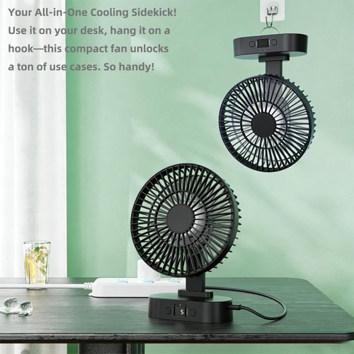 PLSNCFSM USB Small Mini Quiet Desk Fan 6-Inch Size, 5-Speed Adjustable Wind Strength with Digital Display, 3-Level Timer Auto Shut-Off, and 90-Degree Rotation (Black)