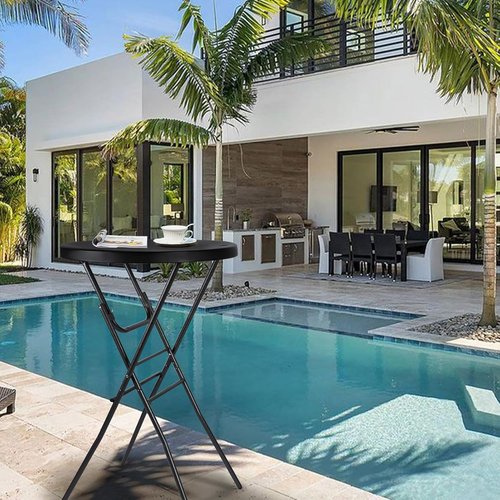 Byliable Folding Cocktail Table - 28in Round High Top for Indoor/Outdoor Use | Removable Legs, Black - 2PCS